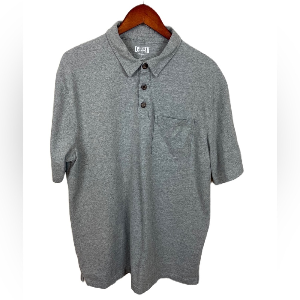 Duluth Trading Men’s Large Grey Longtail T Short Sleeve Polo